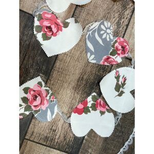 Valentine Heart Banner Bunting Vintage Linens Wedding Shower